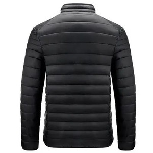 Blouson matelassé noir pour homme, col montant, fermeture éclair, vêtement d'hiver décontracté, extérieur en polyester, couleur unie, coupe classique, coupe-vent, nouveau modèle D - Product Image 6