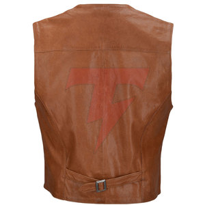 Sleeveless Winter Casual Vintage <b>Leather</b> <b>Vest</b> Custom Color Custom Logo High Quality Outerwear for Men - Product Image 3