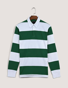 Camiseta de Rugby Personalizada de Alta Calidad para Hombre, Marca Nesta Sports, Transpirable, Blanca con Rayas Verdes Teñidas, de Manga Larga y Corte Holgado - Product Image 5