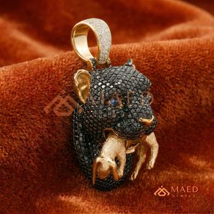 Pendentif Panthère Noire en Moissanite Or, Collier Bling Hip Hop Iced Out, Breloque Animale de Luxe, Cadeau pour Hommes et Femmes - Product Image 3