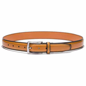 Cinturón de Cuero Genuino con Hebilla de Pin, Color Sólido, Estilo Formal, Material Duradero de Piel de Vaca, Hebilla Plateada - Product Image 1