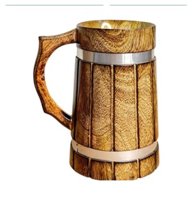 Mug à thé en bois massif, chopes à bière, tasse à boire en bois naturel faite à la main, design classique, passe au lave-vaisselle, emballage cadeau - Product Image 1
