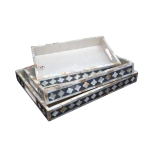 Natural Mother Of Pearl Inlay Round Serving <b>Tray</b> Elegant Pink & White Floral Design Decorative Coffee Table Ottoman <b>Kitchen</b> <b>Tray</b> - Product Image 6