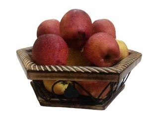 Panier à fruits et de rangement en bois et fer forgé fait main pour la décoration de la cuisine et de la maison - Product Image 2