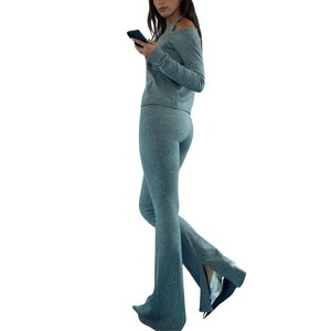 Pantalones Rectos Holgados de Cintura Media para Mujer, Pantalones de Verano de Algodón y Bambú Elásticos de Punto con Frente Plano - Product Image 2