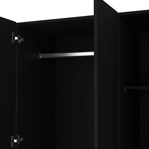 Armadio nero Riverside con 3 porte a specchio frontale 2 cassetti 4 ripiani e stelo elegante Design guardaroba - Product Image 5