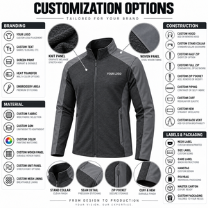 Veste de sport hybride tricotée et tissée pour homme, entièrement zippée, col montant, respirante, haute performance, pour l'automne - Product Image 5