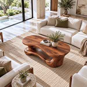 Antique Luxury Small Solid Wood Coffee Table for Living Room Furniture Handmade Eco-Friendly Wabi-Sabi Design Stylish High-end - Product Image 2