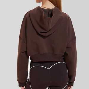 New Stylish <b>Cropped</b> Hoodie for Women Full <b>Zip</b> <b>up</b> Luxury Plain Customized Logo Cotton Loungewear Women's Hoodies - Product Image 6