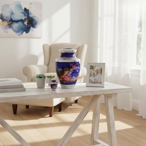 Urna Conmemorativa de Metal Azul Moderna de Primera Calidad, Personalizada, al por Mayor, para Cenizas Humanas de Hombre o Mujer Adulto - Product Image 6