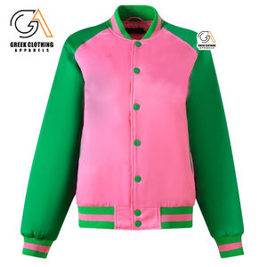 เสื้อแจ็คเก็ตบอมเบอร์ผ้าฝ้าย Alpha Kapa สำหรับผู้หญิง คุณภาพสูง ราคาขายส่ง รับสกรีนโลโก้ - Product Image 4