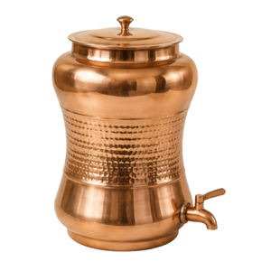 Dispensador de Agua de Cobre Puro Martillado Matka, Beneficios Ayurvédicos para la Salud, Tamra Jal, Grifo Antiderrames y Olla para Agua Potable Ecológica - Product Image 1