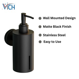 Distributeur de savon liquide mural moderne en acier inoxydable noir mat de qualité export pour salle de bain, cuisine et usage domestique - Product Image 3