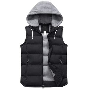 <b>Men</b> Solid Hooded Puffer <b>Vest</b> <b>Black</b> Lightweight Quilted Sleeveless Winter Windproof Zipper Casual Outerwear - Product Image 3