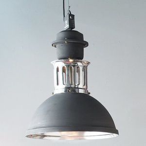 Industrial Metal Pendant Light <b>Ceiling</b> Mount Round Shade Blue Distressed Finish Indoor <b>Decor</b> Durable Design - Product Image 3