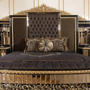 Juego de Muebles de Dormitorio de Lujo Moderno Estilo Francés con Cama King Size de Madera de Caoba Tallada a Mano, Armario y Mesitas de Noche Sólidas - Product Image 3