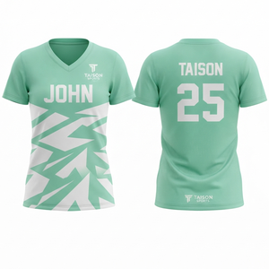 เสื้อพิคบอลแบบยูนิเซ็กซ์ 240 กรัม ระบายอากาศได้ดี โพลีเอสเตอร์ 100% ป้องกันรังสียูวี ป้องกันแบคทีเรีย ปรับแต่งชื่อ/หมายเลข โลโก้ สีเขียวมิ้นท์ ขาว แขนสั้น - Product Image 1