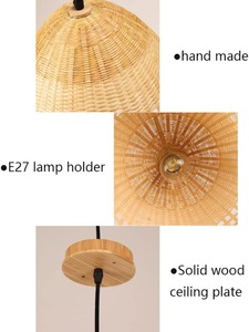 Cone Shape Asian Handmade Woven <b>Light</b> Open Weave Lamp Shade Retro Bamboo Woven Lamp Adjustable Height Creative Lampshade for - Product Image 3