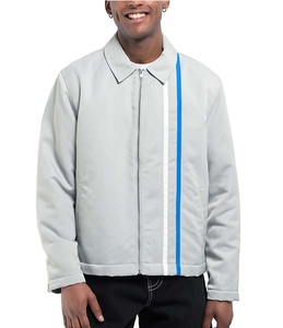 Personnalisé délavé 100% coton coupe ample toile fermeture éclair veste de travail avec col rabattu détresse Vintage hiver Bomber veste hommes - Product Image 1