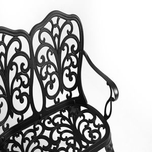 Banc de jardin en aluminium coulé noir, design floral rose, pour parc, pelouse, patio, cour - Product Image 6
