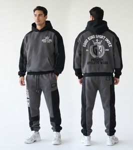 Conjunto de Sudadera con Capucha y Pantalones Deportivos de Forro Polar con Bloques de Color Personalizados, Fabricante OEM de Ropa Deportiva Urbana de Marca Privada - Product Image 3