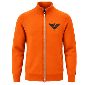 Cárdigan de Invierno para Hombre, Tejido, con Cierre, Cuello Mao, 100% Algodón, Mangas Largas, Puños y Dobladillo Acanalados, Color Naranja, con Bolsillos Laterales - Product Image 1
