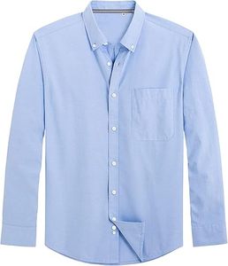 เสื้อเชิ้ตผู้ชาย Vector Cotton ผ้าฝ้าย 100% แบบ Oxford แขนยาว เสื้อเชิ้ตทำงานลำลองติดกระดุม มีกระเป๋า - Product Image 4