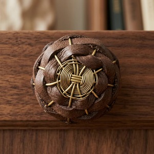 Modern Design Leather Cord Woven Brown <b>Knobs</b> & Pull Handle for <b>Dresser</b> & Bedroom Cabinets HBRMW 251 for Kitchen & Bathroom Use - Product Image 5