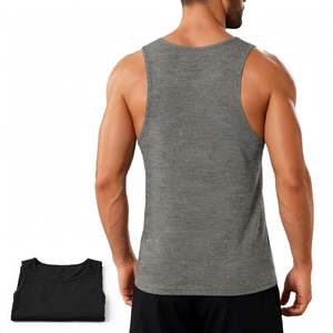AZ Lucky Sports Men's Cotton Tank <b>Top</b> Solid Color O-Neck Breathable Casual Knitted <b>Vest</b> Gray/<b>Black</b> Sports Stringer 220g Pockets - Product Image 6