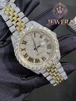 Montre de luxe pour homme de qualité export, entièrement sertie de diamants, en acier inoxydable, boîtier de 41 mm, verre analogique, mécanique, affichage automatique de la date, fermoir pliant