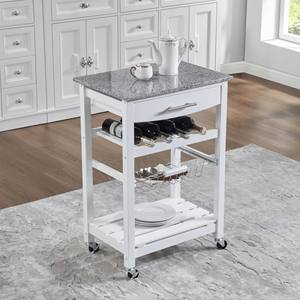 Carrello da Cucina Mobile con Isola, Cassetto e Cesto Portaoggetti Estraibile in Rete - Product Image 1