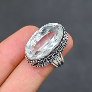 Magnifique bague en topaze blanche tendance et moderne, en argent sterling 925 massif, bijoux faits à la main, vente en gros d'usine - Product Image 2