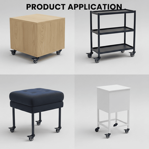 Roue pivotante noire avec frein, roulement de 1,5 pouce, tige filetée M6 pour utilisation industrielle sur meubles - Product Image 2