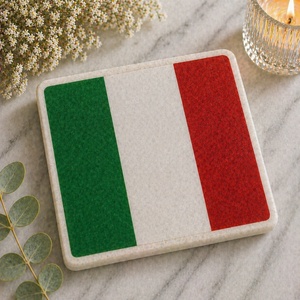 Posavasos de mármol de lujo con la bandera de Italia, cuadrado, de piedra, decoración de mesa, artículo de regalo, moderno, elegante, diseño de calidad de exportación, nuevo concepto. - Product Image 1