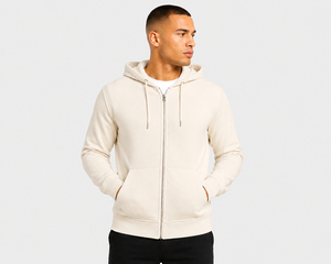 Comfortable mens hooded zip layer featuring practical front closure and breathable fabric for active casual and relaxed styling - Product Image 1