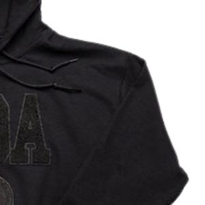 Sweat à capuche noir JJOA à manches longues avec imprimé graphique lettres audacieuses, poche kangourou, coupe décontractée pour le quotidien - Product Image 6