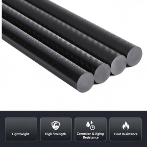 Barre ronde en <span class=keywords><strong>fibre</strong></span> de carbone solide haute résistance noire, tige industrielle pultrudée pour support de machine d'automatisation - Product Image 3