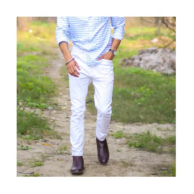 Высококачественные белые <span class=keywords><strong>джинсы</strong></span> на молнии для мужчин, повседневная одежда из хлопка, доступна в Пакистане
