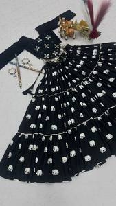 VISHNU K DESIGNS - Traje LAHENGA CHOLI para Mujer, Largo hasta el Suelo, de Algodón Puro Estampado, con Trabajo Manual Real de KODI, de Secado Rápido, Tradicional - Product Image 6