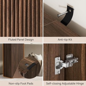 Mesa Consola Moderna Hecha a Mano de Madera de Teca Sólida con Almacenamiento para Comedor, Apartamento, Sala de Estar, Mueble de Entrada - Product Image 5