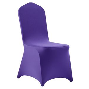 50 Pezzi Coprisedia Elasticizzati Personalizzati in Poliestere Spandex Viola per Matrimoni, Feste, Banchetti, Design con Parte Anteriore Piatta - Product Image 1