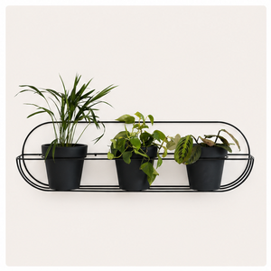 Support mural moderne en métal pour plantes, support minimaliste ovale en fer pour pot de fleurs, noir, pour plantes suspendues, pour intérieur. - Product Image 1