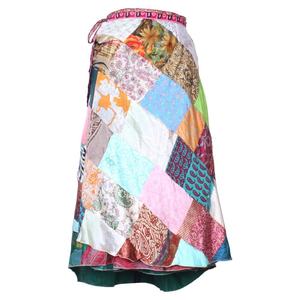 Falda envolvente de seda mágica india, parche de trabajo, faldas envolventes de seda de estilo Vintage para niñas/mujeres, falda SW0210, falda Boho elegante multicolor - Product Image 1