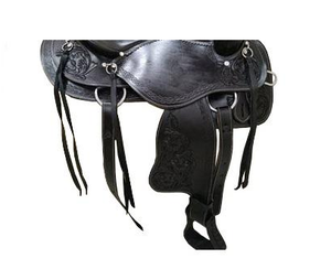 Silla de montar western DD de cuero negro para barril, con asiento suave y grabado a mano, para conjunto de aparejos de equitación - Product Image 2