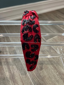 New Sports & Patriotic Beaded Headband Gameday Handmade Knotted <b>Basketball</b> Star Embroidered Hair Accessories for Women and Girls - Product Image 5