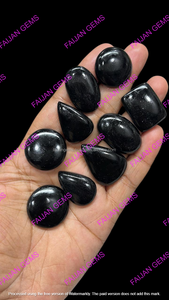 Pierres précieuses en vrac d'obsidienne noire naturelle, cabochons bruts, pierres concassées toutes formes, pour la lithothérapie, prix de gros, bijoux FAIJAN GEMS - Product Image 2