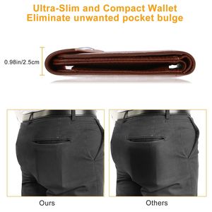 Portafoglio Bifold da Uomo Sottile in Pelle PU con Blocco RFID, 2 Finestre per Documenti e Tasca Portamonete, Comodo Portamonete - Product Image 6