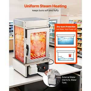 Scaldavivande Commerciale a 5 Ripiani con Struttura in Acciaio Inox, 1200W, Luce LED, Controllo Manuale della Temperatura 86 - Product Image 2