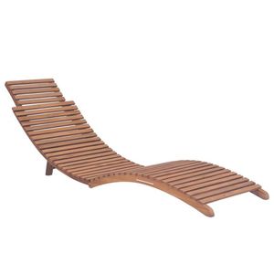 Chaise longue de jardin moderne en teck écologique et durable avec dossier en bois massif à lattes pour piscine et terrasse - Product Image 1