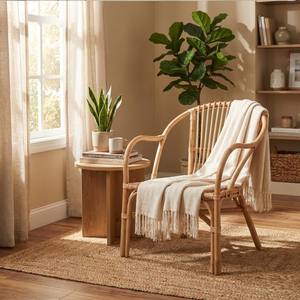 Fauteuil élégant en rotin naturel, mobilier de loisirs pour jardin, hôtel, maison, chaises de salle à manger bohèmes en rotin, fabrication au Vietnam - Product Image 3